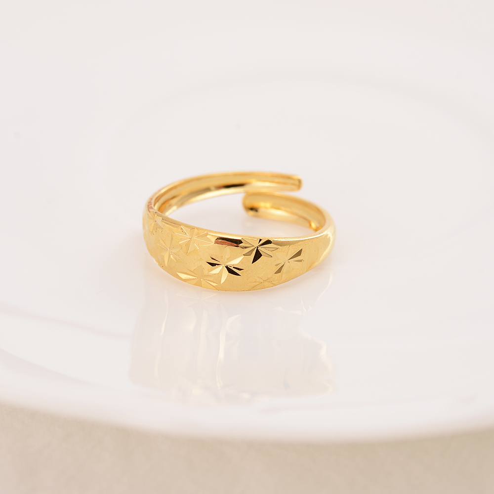 9K Ring solid Fine THAI BAHT G/F Gold Arab adjusable Rings Resizable Plane Figure Women's Adolescent Jewelry Halloween-image-699457556