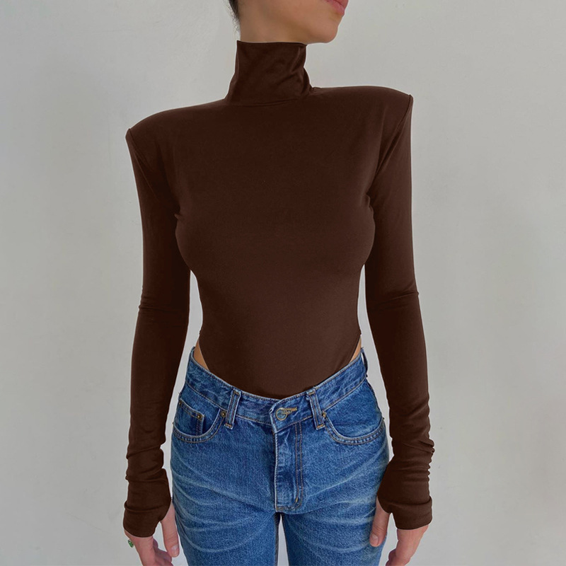 

2021cryptographic backless bodysuits turtleneck elegant club party womens one piece outfit high waist bodysuit rompers, Black;white