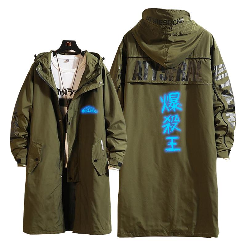 

My Hero Academia Cosplay Hoodie Print Zipper Wind Long UNISEX Coat Fashion Hooded Jacket Noctilucent Overcoat Tooling Men' Trench Coats, 19