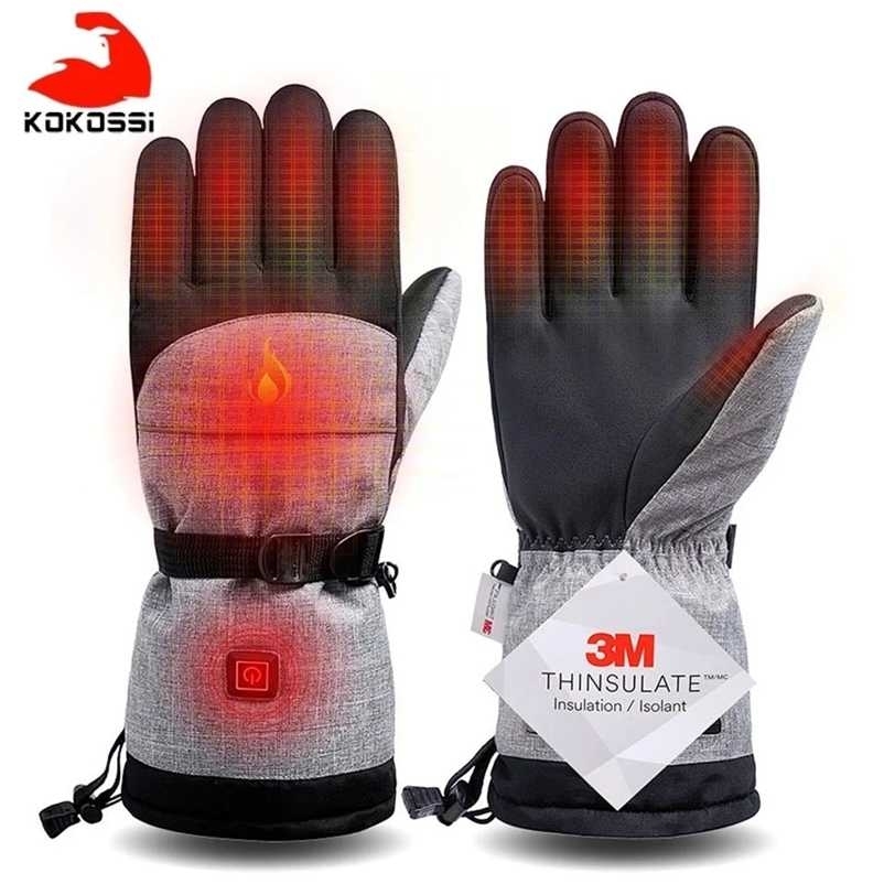 

KoKossi Electric Heating Snowmobile Snowboard Ski Gloves Snow Mittens Windproof Waterproof Men Women Snowboarding Skiing Gloves 220110