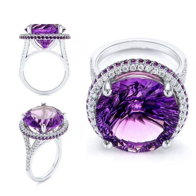 Wedding Rings Luxury Purple Color Big Oval Zircon For Women Romantic Engagement Geometry Crystal Jewelry Accessories-image-711464200