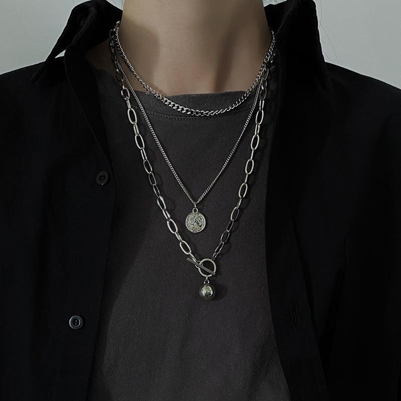

Pendant Necklaces Hip Hop Punk Multilayer Long Chain For Women Necklace Fashion Trend Silver Color Clavicle Charm Jewelry Party Gift