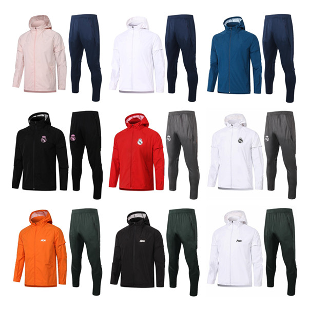 

2021 Dust coat Real Madrid soccer tracksuit jackets training suit hat camiseta de futbol HAZARD BENZEMA football jacket