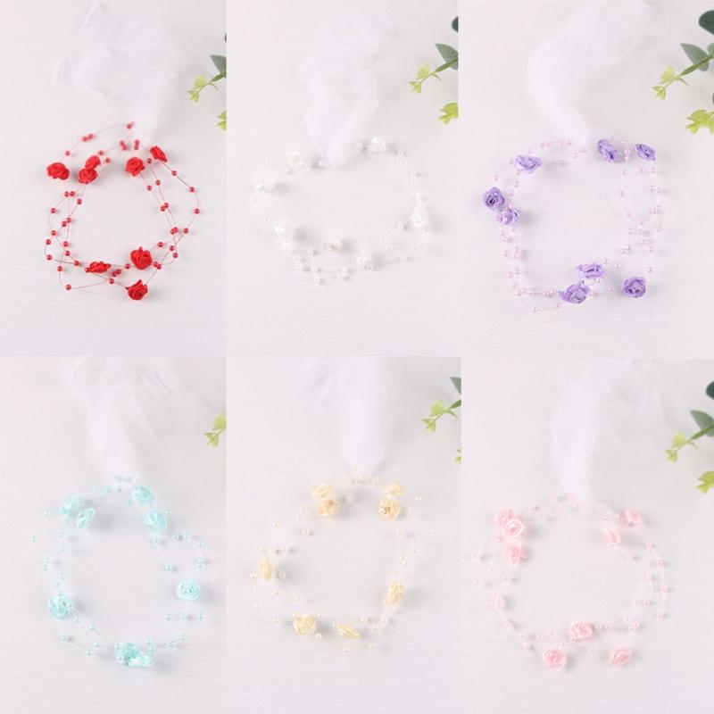 

Hair Accessories Baby Flower Faux Pearl Headband Band Strap Princess Headwear Born Pography Props, White