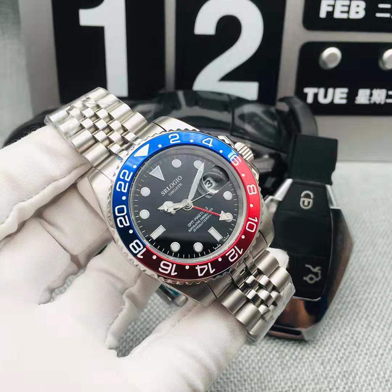 

Top Mens Watches 40mm Automatic Mechanical Watch Blue Red Ceramic Sapphire Super Luminous Swimming Fashion Business WristWatch Montre De Luxe, Multi-color
