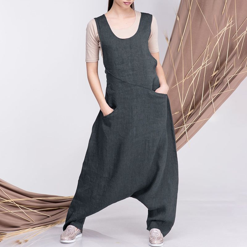 jumpsuit Sexy Harem Pants Drop CrotchJumpsuit Rompers 2021 VONDA Women Overalls Dungarees Pantalon Femme Plus Size 4XL-image-676399171