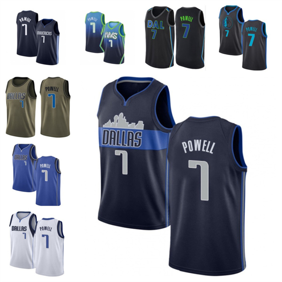 

2021 Dwight custom men women youth 7 Powell Dallas Maverick basketball jerseys red Blue jersey leave number name, Black;red