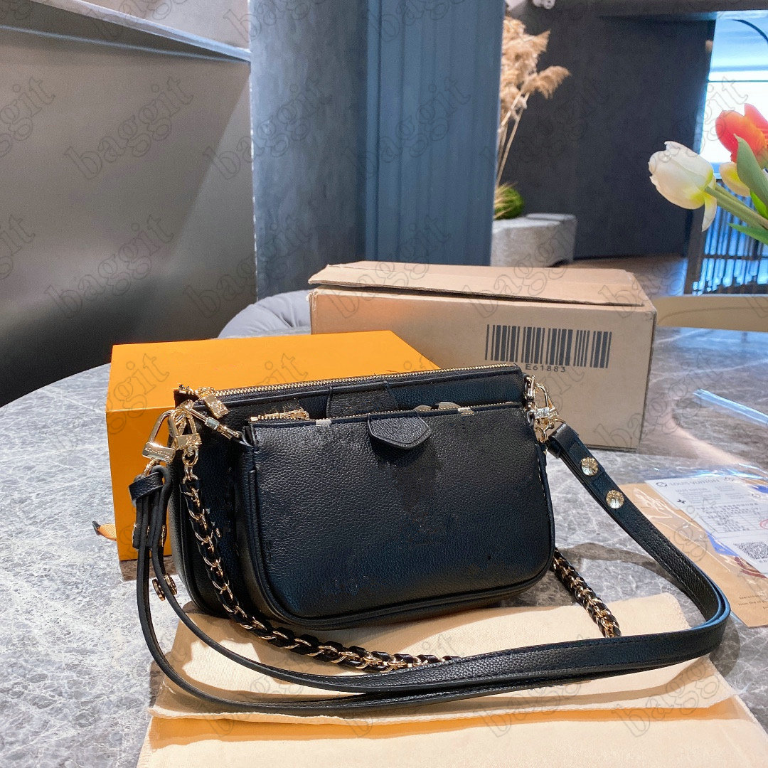 

MULTI Colorway Designer Chain 3 in 1 bag With Round Coin Purse Shoulder Hybrid Cross body Handbags Pouch Composed 3pcs Bags Monograms Embossed Leather, For different fees;no bag