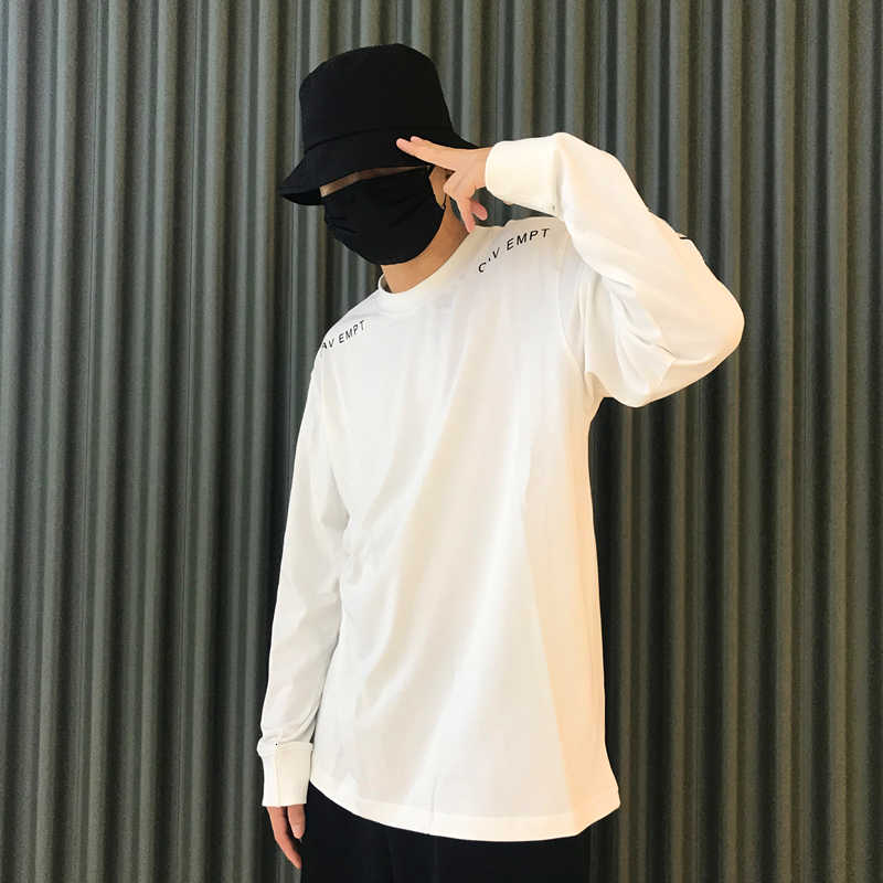 

printed cavempt arm women's Chao cotton T-shirt brand CE round neck loose long sleeve sweater, White;black