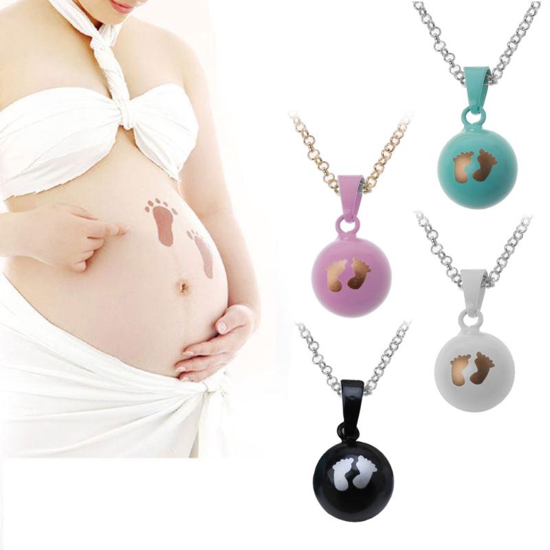 

Pendant Necklaces Baby Footprints Brilliant Pregnancy Chime Bola Harmony Ball Necklace 32" Long Chain For Mother Jewelry