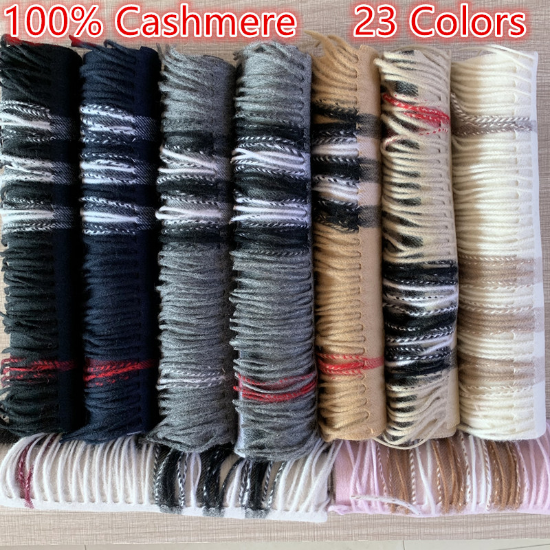 

New Gift 2021 Fashion Winter Unisex Top 100% Cashmere Scarf For Men Women High End Designer Oversized Classic Check Big Plaid Shawls and Scarves Men's Women's Scarfs