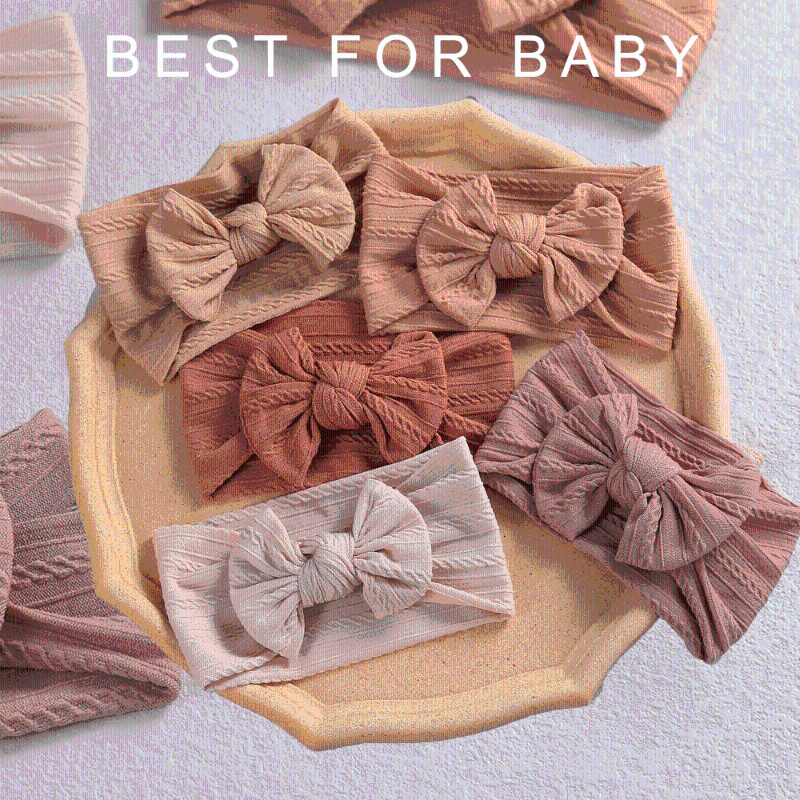 

Hair Accessories 32 Colors Cable Bow Baby Headband For Child Bowknot Headwear Cables Turban Kids Elastic Headwrap, Slivery;white