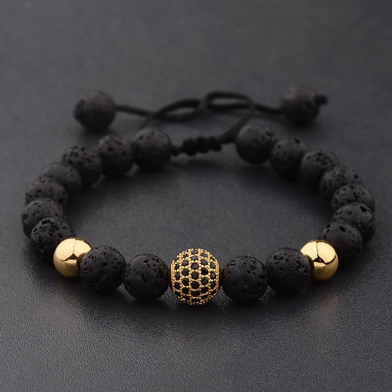 

The -selling Micro-inlaid Black Diamond 10MM Zircon Crater Bracelet Luxury Jewelry Men Beaded, Strands
