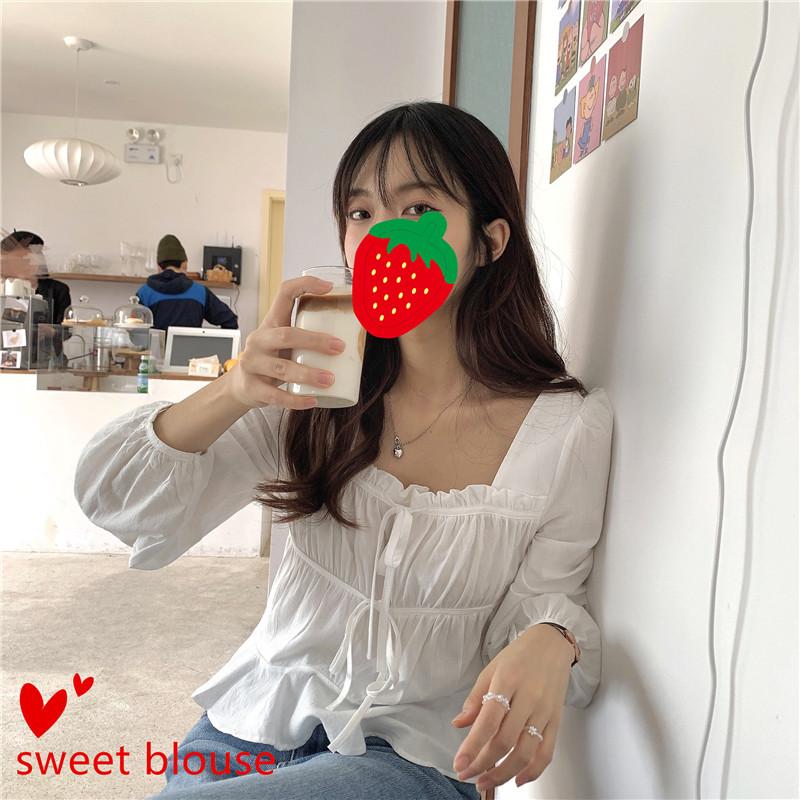 

Women's Blouses & Shirts Spring Vintage Square Neck White Shirt Female Oversize Tops Women Girls Blouse Summer Plus Size Femme Blusas