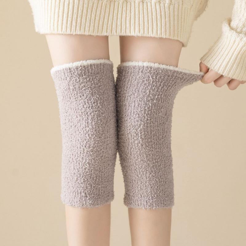 

Socks & Hosiery Autumn And Winter Foot Cover Girls Keep Warm Leg Candy Color Knee Protection Knitted Warmers Women Coral Fleece Sock, Black;white