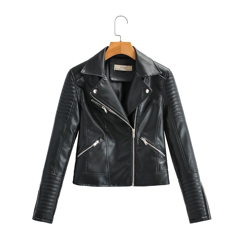 

Women's Leather & Faux Brand Fashion Women Autumn Winter Motorcycle Jackets Ladies Long Sleeve Biker PU Punk Streetwear Black Coats