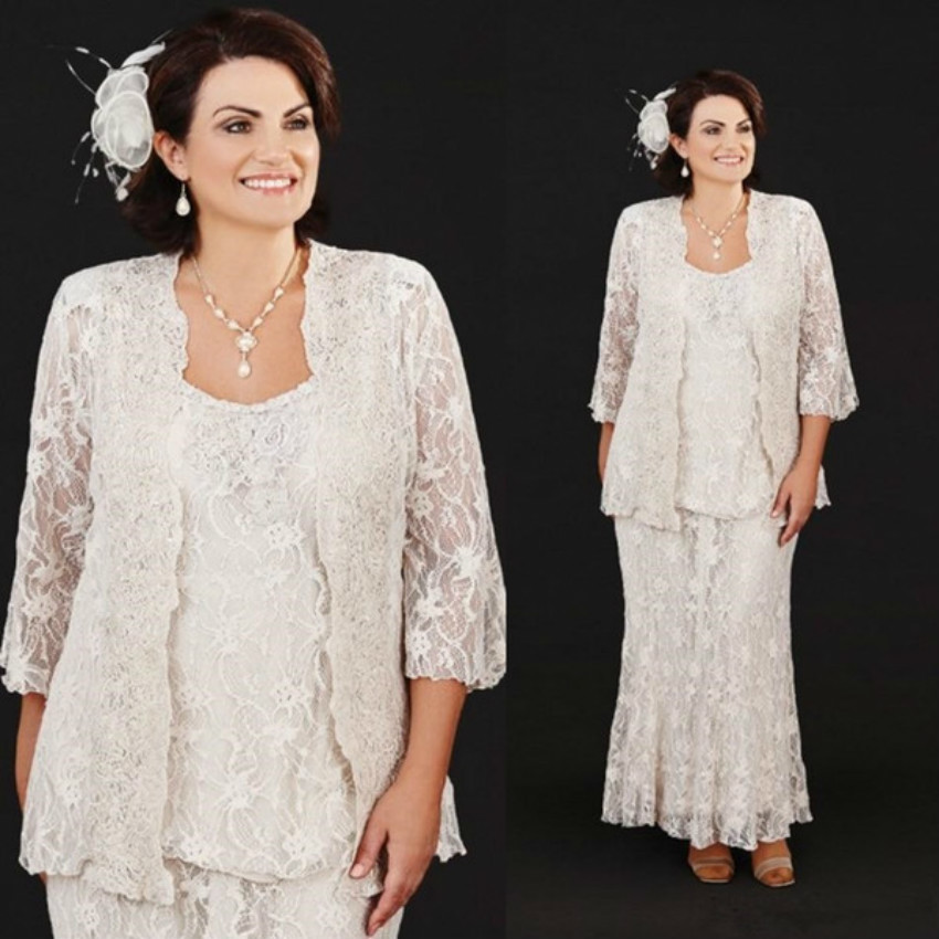 2020 Vintage Mother Of The Bride Dresses Suit 3 Pieces Champagne Lace Mothers Wedding Guest Dress Plus Size Mother Of Groom Gown-image-688749232