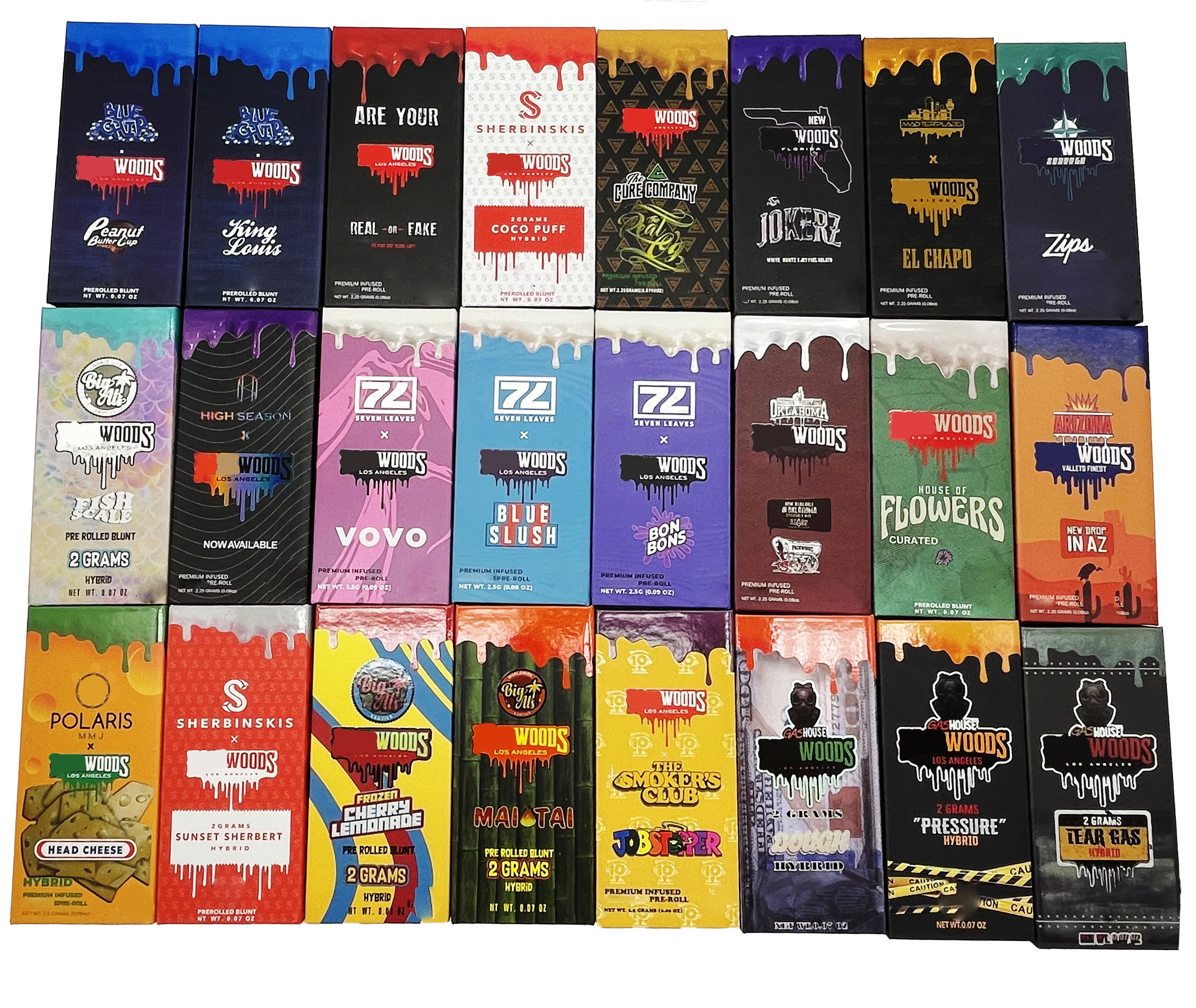 

High quality paper box 2 grams sherbinskis packwoods big al's frozen cherry lemonade flsh scale blue chip paper boxes UV silver stamping printing edible packaging