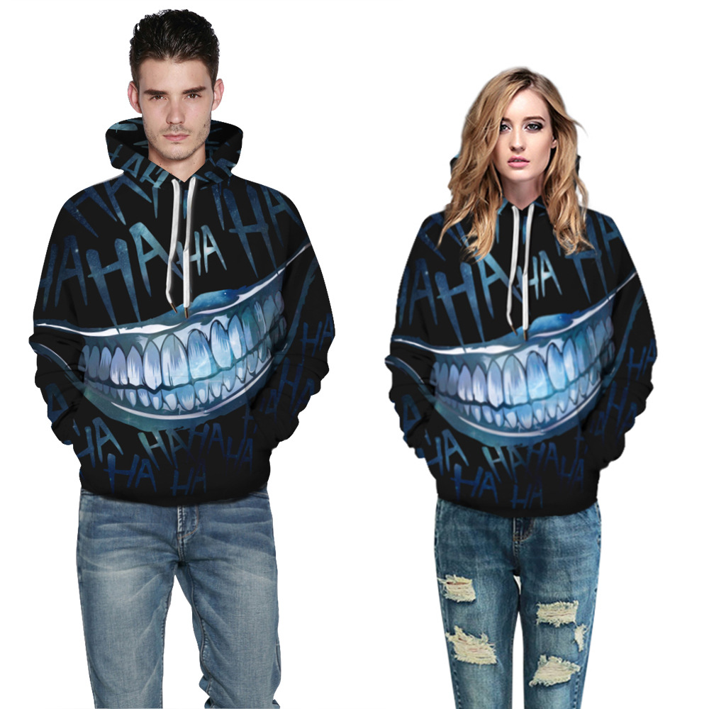 

7 halloween blue scary smiley flower women casual sweater fall/winter sweater couple loose baseball uniform, Black