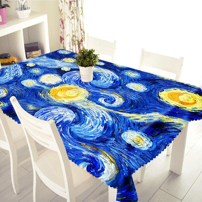 

Paintings Square Tablecloth Modern Blue Decorative Party Table Cove Cloth