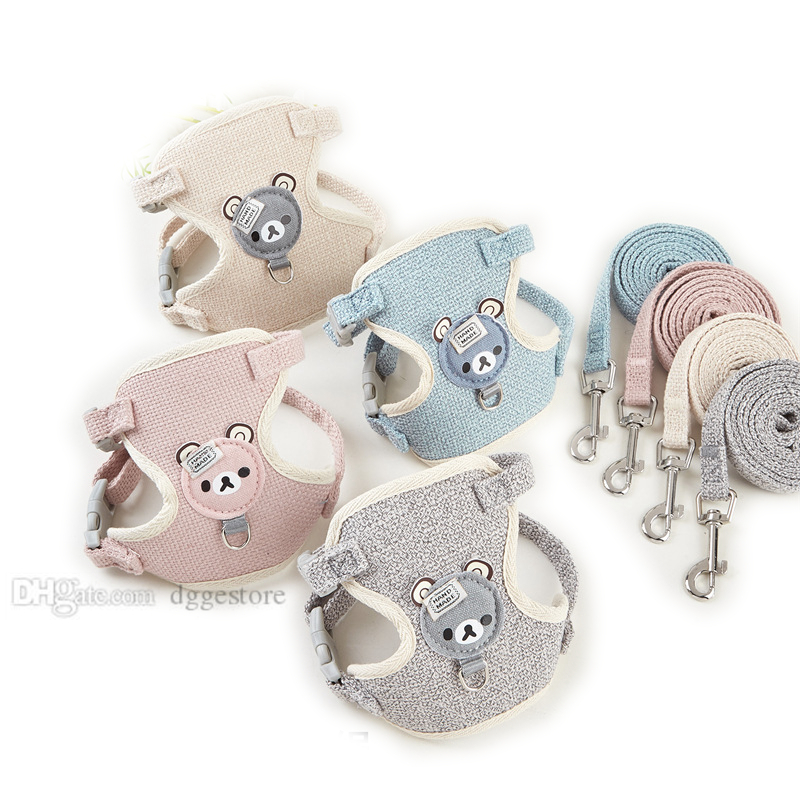 

Lovely Bear Dog Harnesses with Leashes Set Soft Breathable Mesh Dog Harness Choke-Free Padded Vest for Small Dogs Cat Chihuahua Teddy Wholesale Pink S B63