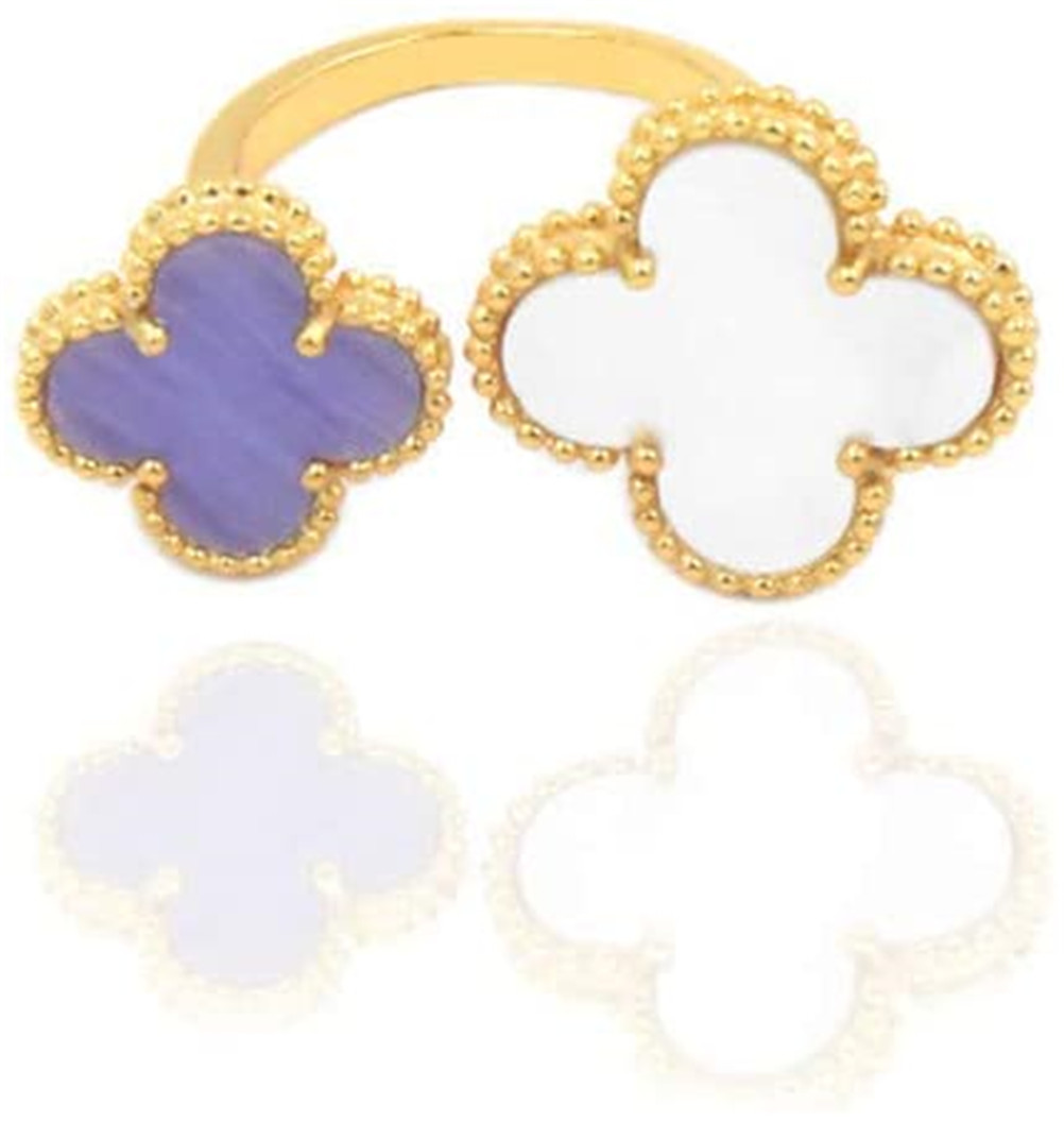 

Women Fashion Classic Sweet 4/Four Leaf Clover Flower Band Rings S925 Silver 18K Gold Plated for Women&Girls Valentine's Mother's