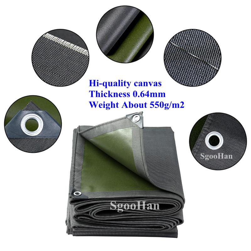

0.64mm Black-Green Canopys Coated Banner Tarpaulin Outdoor Awning Rainproof Cloth Truck Cover Shed Oxford Sun Shade Sail