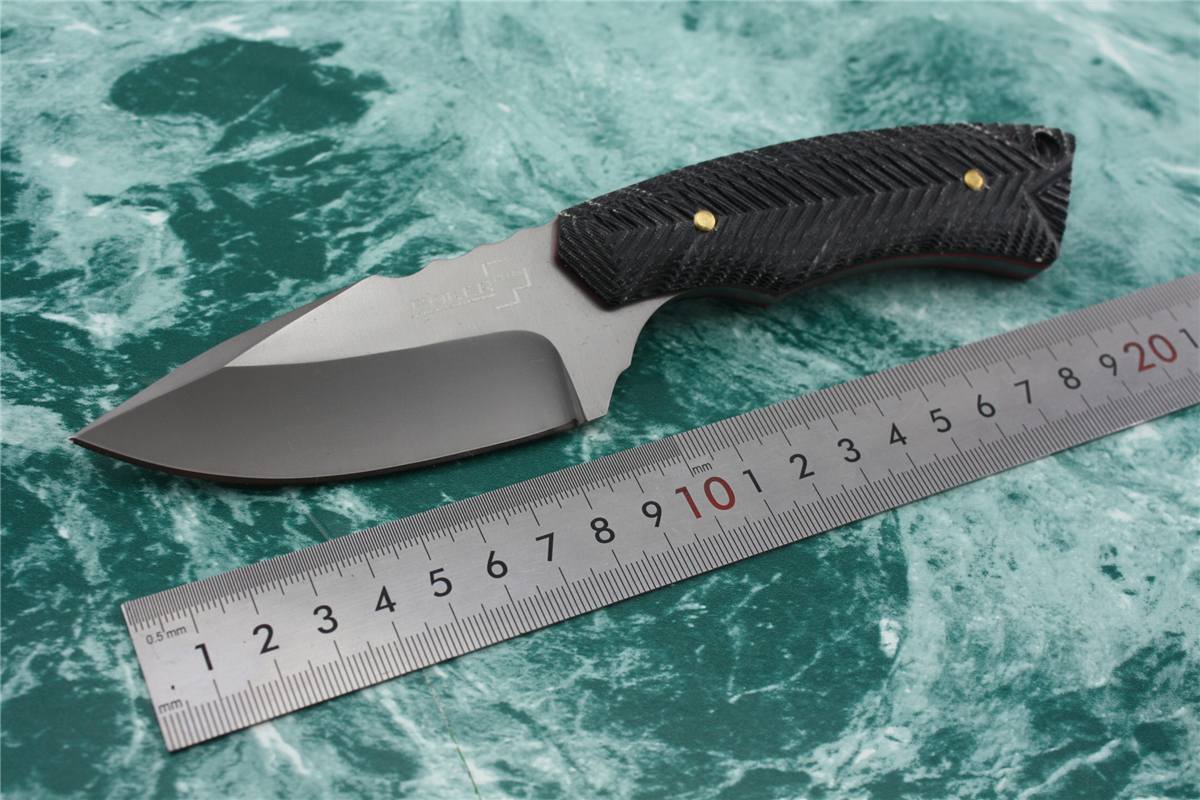 

Boker PLUS PE558 Fixed blade knife D2 Titanium plating G10 handle with leather sheath hunting outdoor camping EDC tools