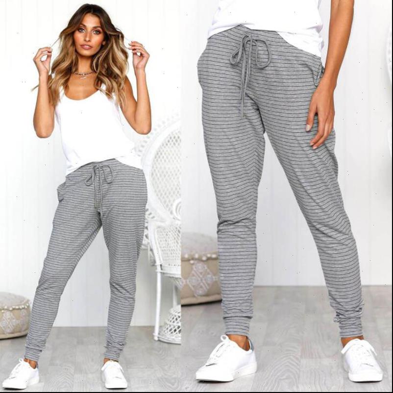 

comfort womens pant strap striped casual pants fashion style sports for women lace up high waist, Black;white