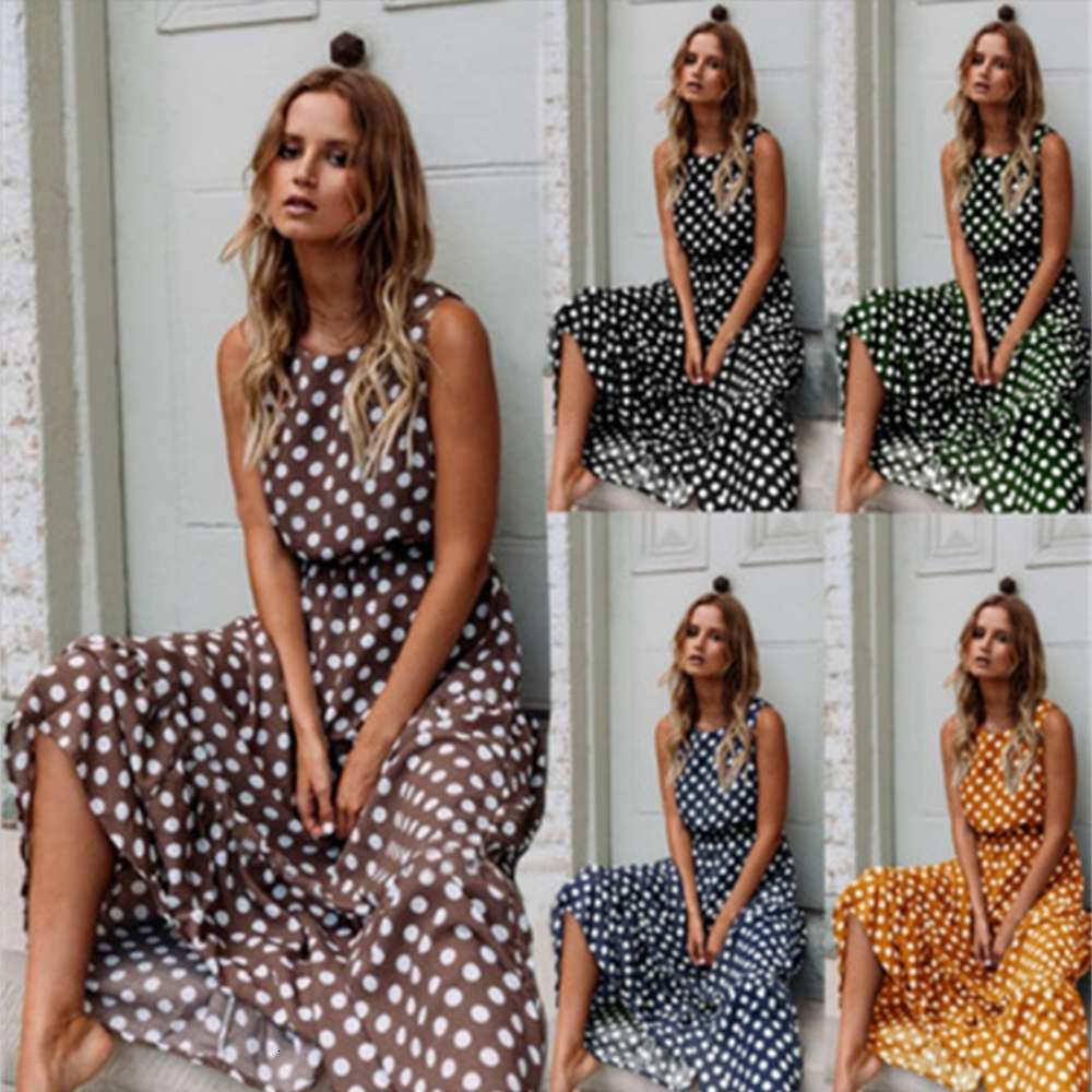 

Women's summer Polka Dot Dress, Black;gray