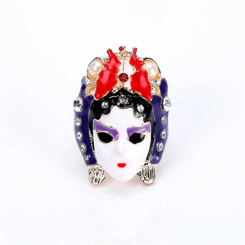 Chinese Style Peking Opera Facial Makeup Rings Female Ethnic Styles Index Finger Ring for Women Operas Mask Jewelry Crafts Gift