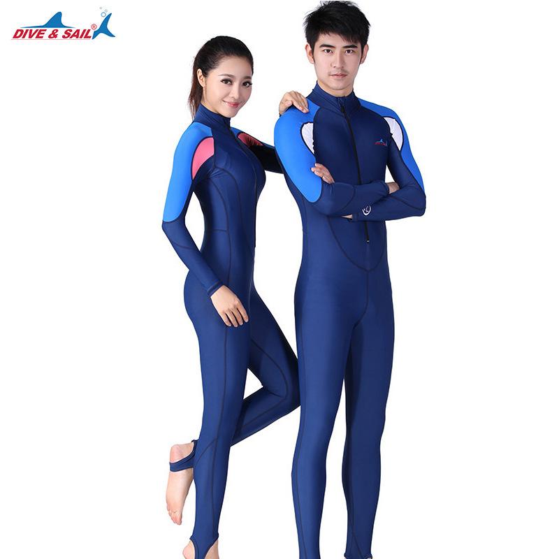 

Full Rash Guard Dive Skins Wetsuit Swimsuit For Women Men Adult, One Piece Swimming Body Suit Long Sleeve Sun Protection Snorkel One-Piece S