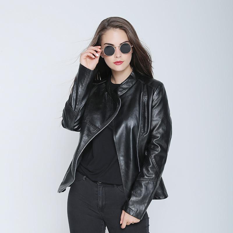 

Women's Leather & Faux DJIABAO Autumn/winter 2021 Female Coat Korean Version Slim Fit Short PU Locomotive Jacket Black