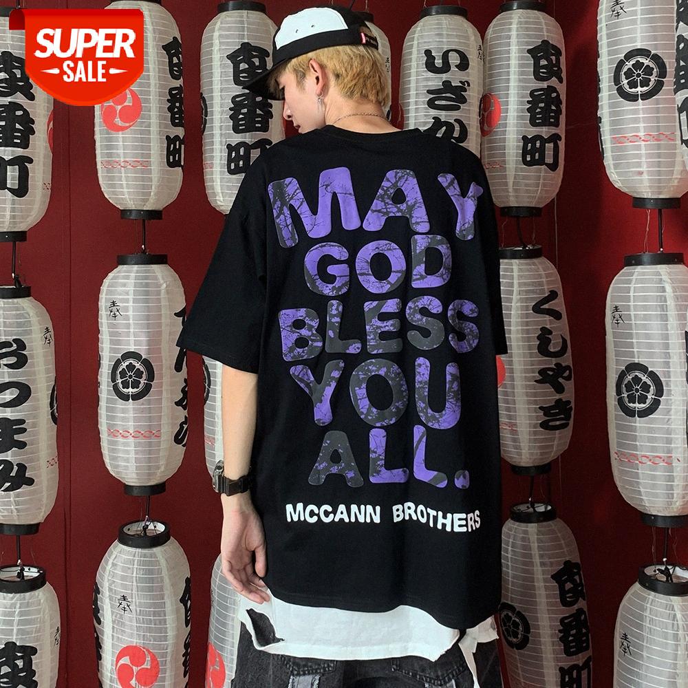 

Foam letter printed short-sleeved T-shirt men's bf wind loose half-sleeved pullover round neck #vQ0f, White;black