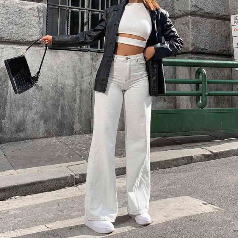 

women's jeans white baggy women high waist fashion mom denim trousers straight leg pants streetwear full length quality bd05, Blue