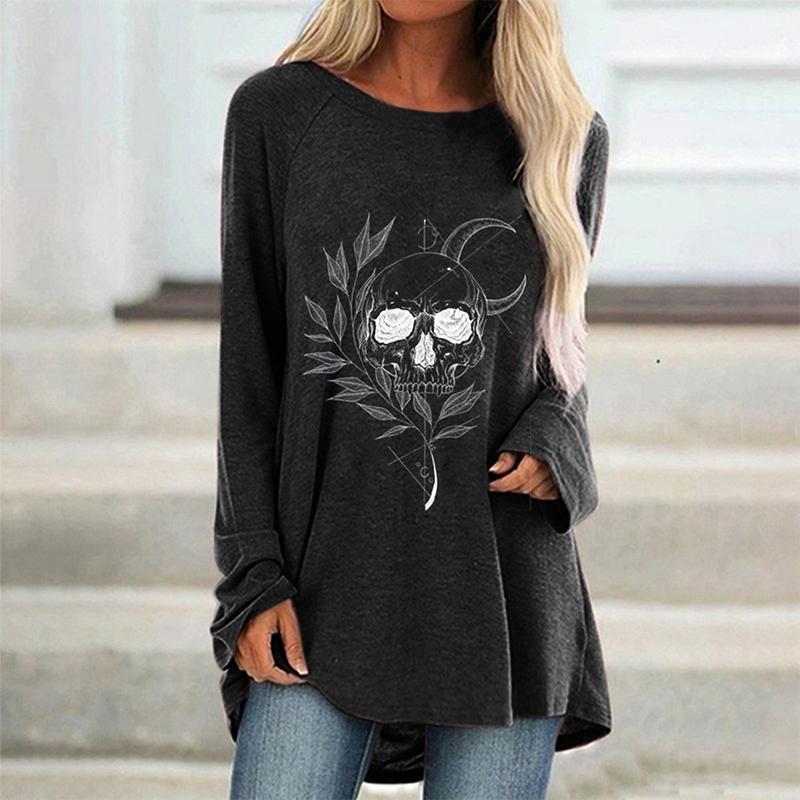 

Halloween Womens Fashion Plus Size Ladies Long Sleeve T-shirt Ladies Comfortable Loose Party Holiday Show Long Sleeve, Red