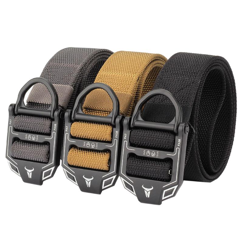 

125cm Tactical Belts Nylon Waist Belt With Metal Buckle Adjustable Zinc Alloy For Outdoor Sports, Black;brown