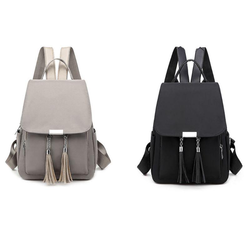

Women's Fashion Nylon Backpack Travel Daypack Tassel Anti-theft College School Shoulder Bag Rucksack Style, Khaki