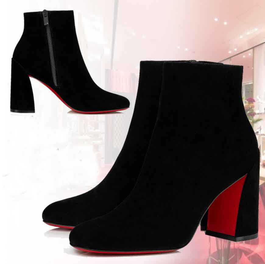 

Perfect Winter Brands Turela Booties Women Red Bottom Ankle Boots Women's Elegant Ladies High Heels Walking Dress Wedding EU35-43, Black