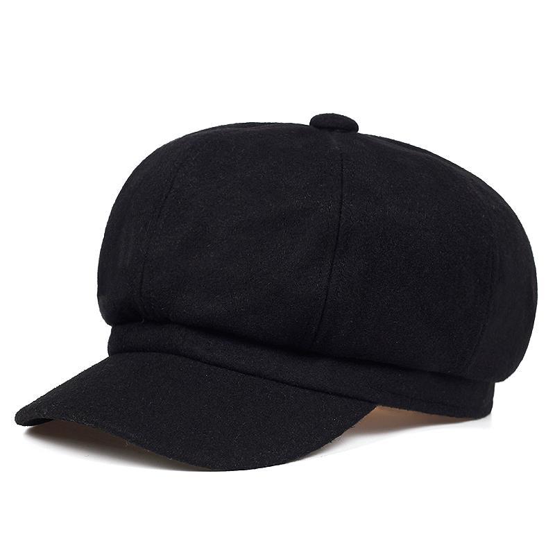 

Berets Women Beret Autumn Winter Vintage Wool Octagonal Cap Hats Stylish Artist Painter Sboy Caps Black Grey Gorra