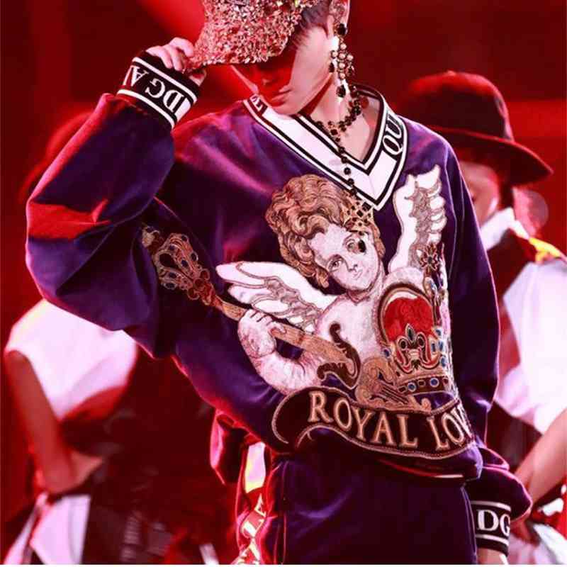 

2020 European fashion early winter suit gold velvet women's sweater two-piece set, Gray