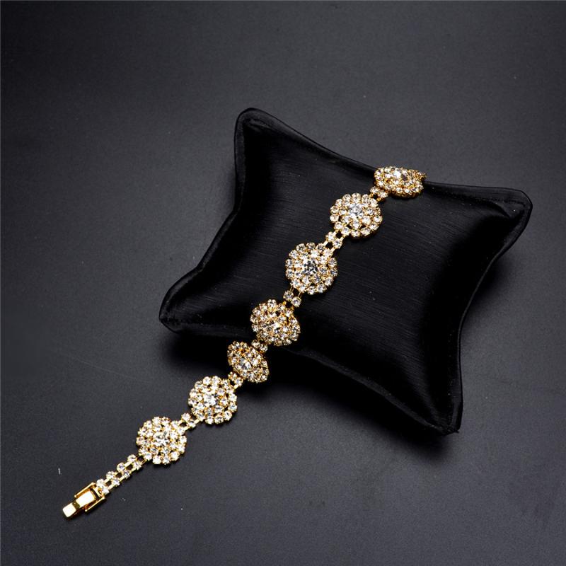 

Link, Chain Full Rhinestone Luxury Crystal Heart Charm Bracelets & Bangles Gold Silver For Women Jewellery Pulseira Feminina