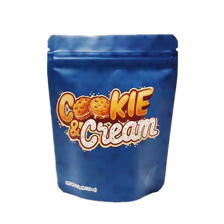 

Cookies Cream 3.5g empty mylar bags stand up smell proof RESEALABLE food grade edible packaging with zip