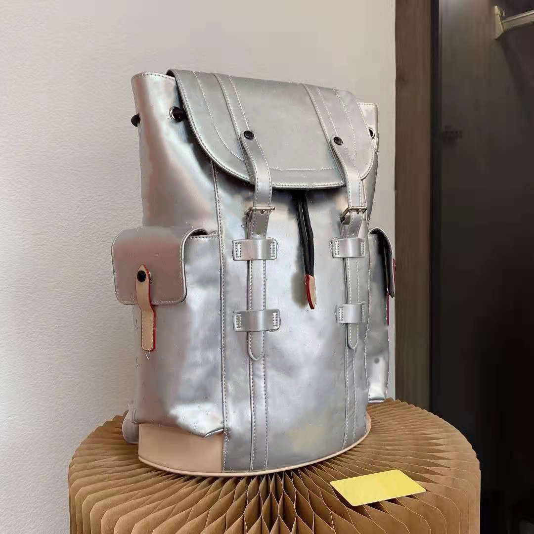 

Silver Girls Backpack Womens Bags Boys Unisex Style Travel Bag Embossed Rucksack Men Handbag Bookbags Women Designer School Backpacks, Customize