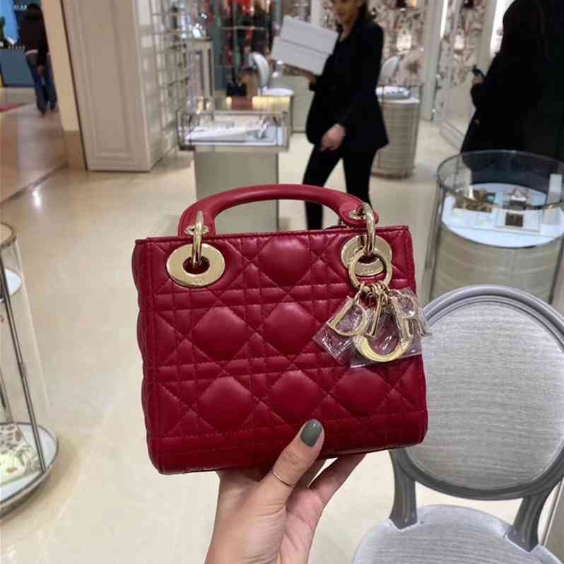 

Dio Christian Designer Handbags Lady Diana Women's Bag Three Diamond Check Cowhide Handbag Chain One Shoulder Messenger Bag OEY8, White