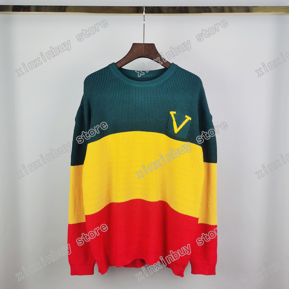 

21ss Designers Sweaters luxury Mens Womens Jacquard color stripe print Man Paris Fashion Tee Top Quality Tees Street long Sleeve luxurys yellow, White;black