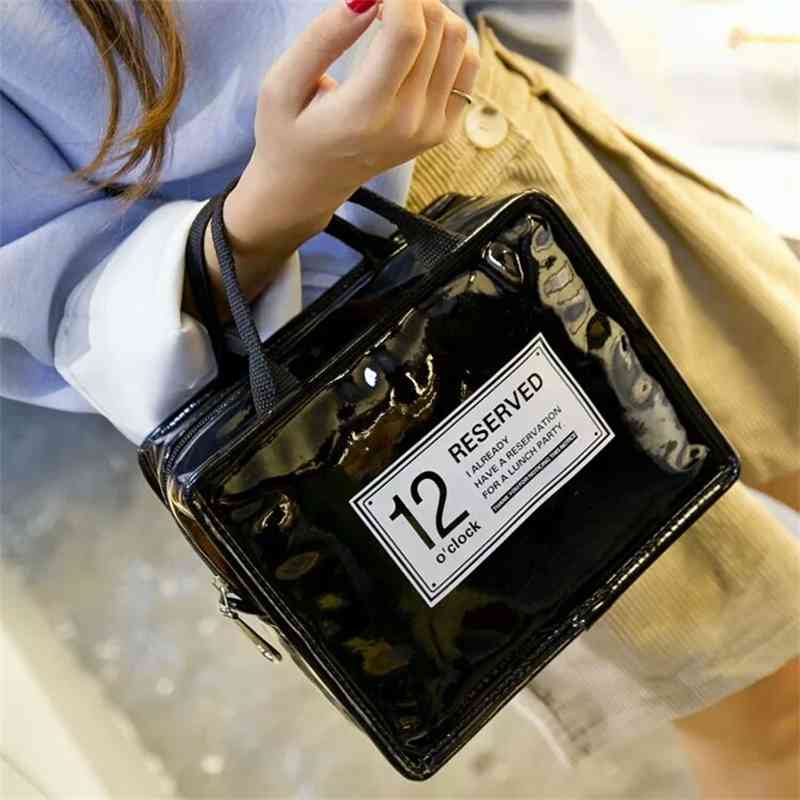 

New Pu cosmetic large capacity travel waterproof wash Korean version simple and portable storage bag for cosmetics, Black trumpet