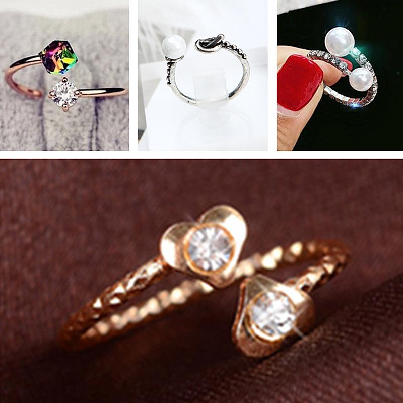 

Cluster Rings 2021 Fashion Female Heart Crystal Ring Flower Adjustable Vintage Wedding For Women Gifts Wholesale