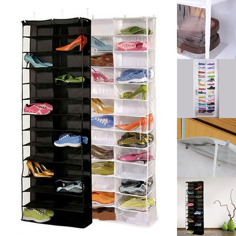 

Storage Bags 26 Grids Over The Door Shoe Shelves Non-Woven Shoes Shelf High Quality White Black With Hook For Home GR5