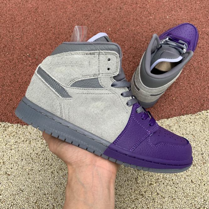 

Good Quality Jumpman 1 Sheila Rashid Shoes with MEDIUM GREY COOL COURT PU schoenen size 36-47 fashion trainers designer sneakers